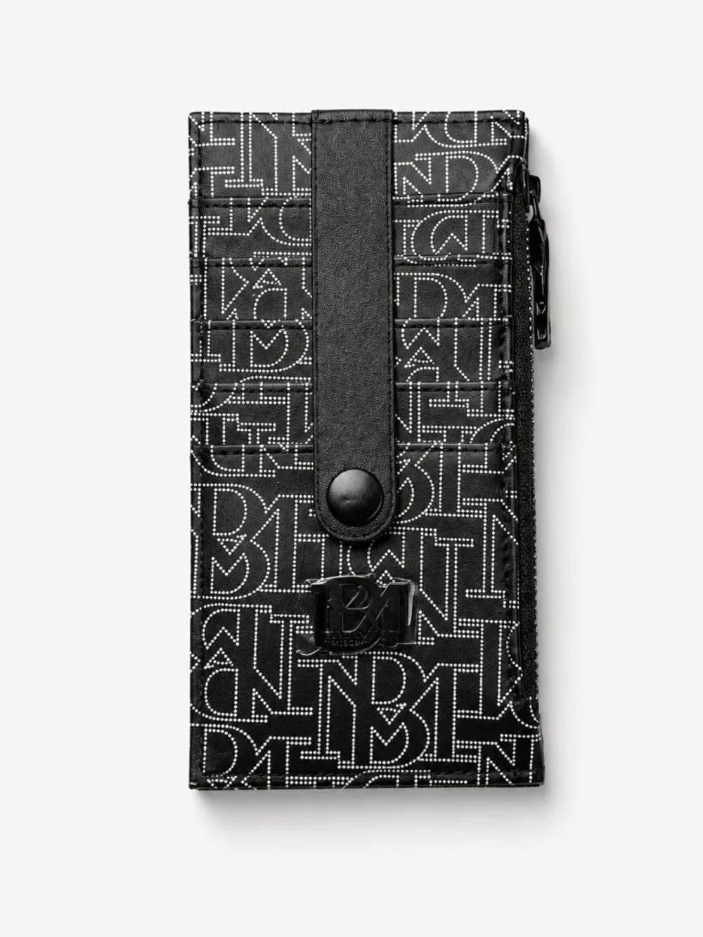 Badgley Mischka Black Monogram Vegan Leather Card Holder Wallet NWT